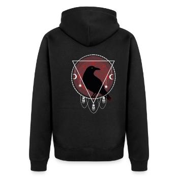 Rabe Nordische Mythologie Kelten - Unisex Premium Bio Zip Hoodie - Schwarz - Hinten - Nico (187cm)