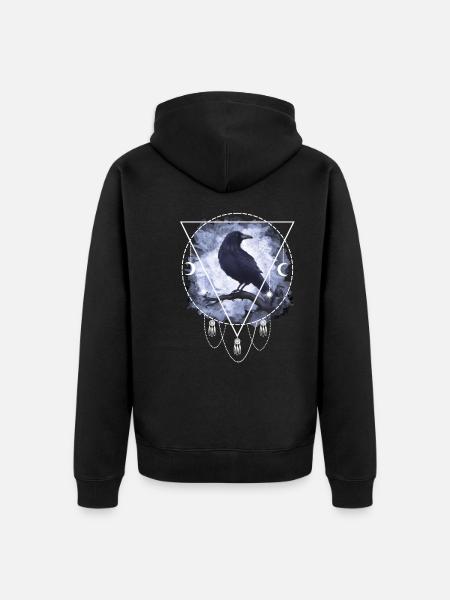 Rabe Krähe Gothic - Unisex Premium Bio Zip Hoodie - Schwarz