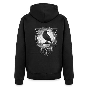 Rabe Krähe Gothic Okkultismus - Unisex Premium Bio Zip Hoodie - Schwarz - Hinten - Nico (187cm)