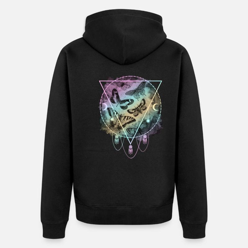 Bunte Schmetterlinge Pastel Goth - Unisex Premium Bio Zip Hoodie - Schwarz