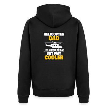 Helicopter Pilot Aviation Helicopter Dad - Unisex Premium Bio Zip Hoodie - Schwarz - Hinten - Nico (187cm)
