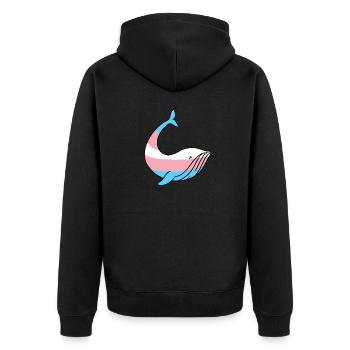 Walfisch Trans Pride - Unisex Premium Bio Zip Hoodie - Schwarz - Hinten - Nico (187cm)