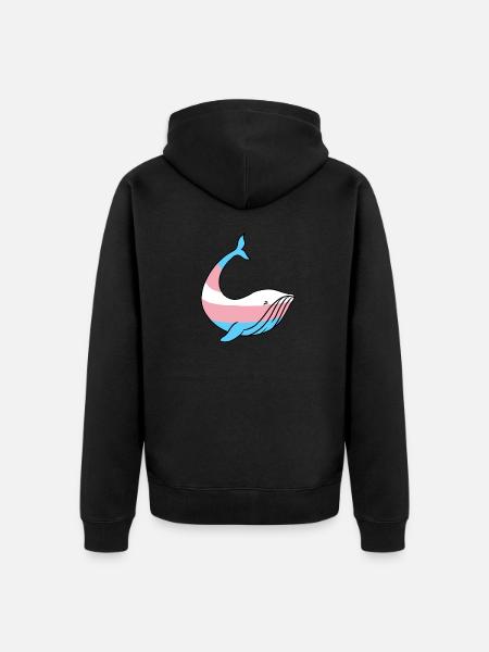Whale Trans Pride - Unisex Premium Organic Zip Hoodie - black