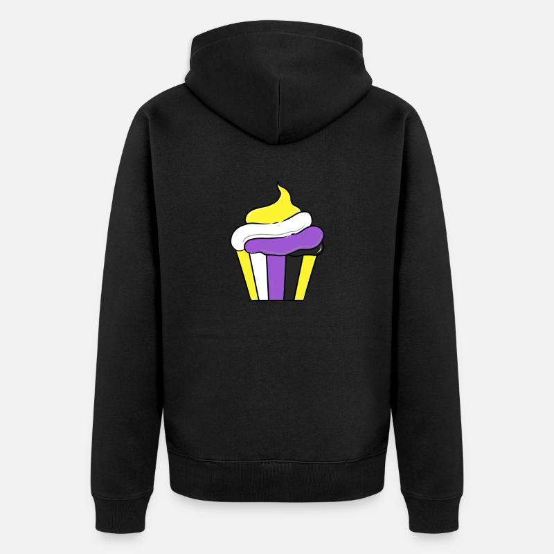 Nonbinary Cupcake Nonbinary Pride - Unisex Premium Bio Zip Hoodie - Schwarz