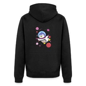 Lesbischer Pinguin im Weltraum Lesbian Pride - Unisex Premium Bio Zip Hoodie - Schwarz - Hinten - Nico (187cm)
