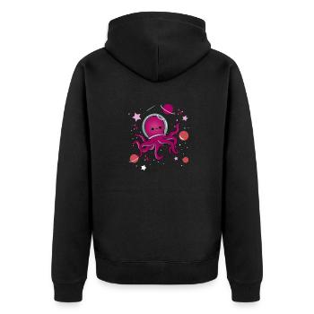 Lesbischer Oktopus im Weltraum Lesbian Pride - Unisex Premium Bio Zip Hoodie - Schwarz - Hinten - Nico (187cm)