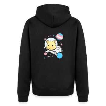 Cochon d’Inde transgenre dans l’espace Trans Prid - Veste à capuche bio Premium Unisexe - noir - Dos - Nico (187cm)