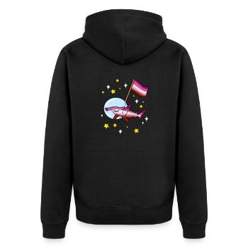 Lesbischer Hammerhai im Weltraum Lesbian Pride - Unisex Premium Bio Zip Hoodie - Schwarz - Hinten - Nico (187cm)