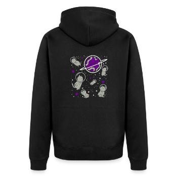 Graysexuelle Katze im Weltraum Graysexual Pride - Unisex Premium Bio Zip Hoodie - Schwarz - Hinten - Nico (187cm)