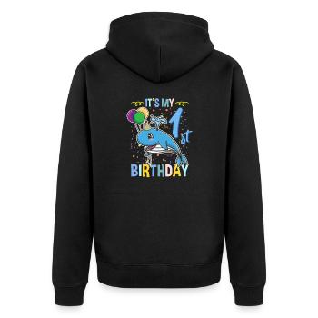 Its My 1st Birthday Blauwal Meerestier - Unisex Premium Bio Zip Hoodie - Schwarz - Hinten - Nico (187cm)