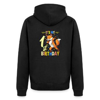 Its My 1st Birthday Dabbing Fox - Unisex Premium Organic Zip Hoodie - black - Back - Nico (187cm)
