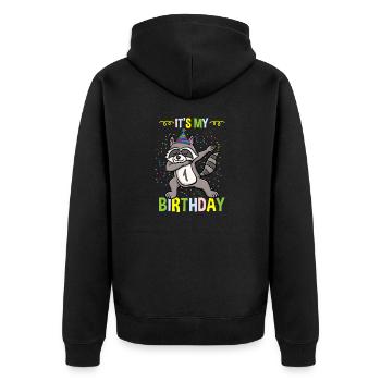 Its My 1st Birthday Waschbär - Unisex Premium Bio Zip Hoodie - Schwarz - Hinten - Nico (187cm)