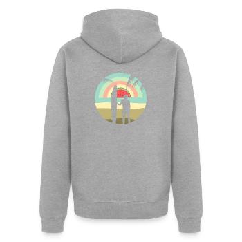 Lever de soleil d’été - Veste à capuche bio Premium Unisexe - gris chiné - Dos - Nico (187cm)