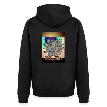 TATA.B.TATE LOGO - Unisex Premium Bio Zip Hoodie - Schwarz - Hinten - Nico (187cm)