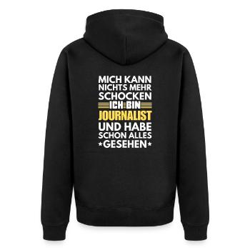 Non-shockable journalist - Unisex Premium Organic Zip Hoodie - black - Back - Nico (187cm)