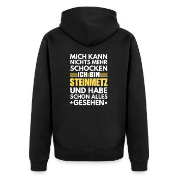 Non-Shockable Stonemason - Unisex Premium Organic Zip Hoodie - black - Back - Nico (187cm)