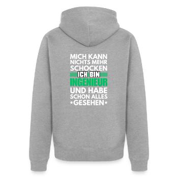 Non-Shockable Engineer - Unisex Premium Organic Zip Hoodie - heather grey - Back - Nico (187cm)