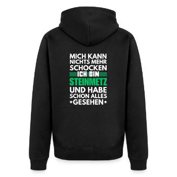 Nicht schockbarer Steinmetz - Unisex Premium Bio Zip Hoodie - Schwarz - Hinten - Nico (187cm)