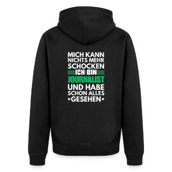 Non-shockable journalist - Unisex Premium Organic Zip Hoodie - black - Back - Nico (187cm)