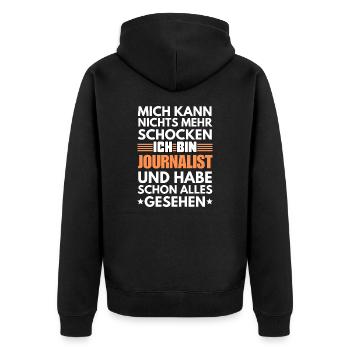 Non-shockable journalist - Unisex Premium Organic Zip Hoodie - black - Back - Nico (187cm)