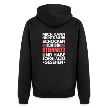 Non-shockable stonemason - Unisex Premium Organic Zip Hoodie - black - Back - Nico (187cm)