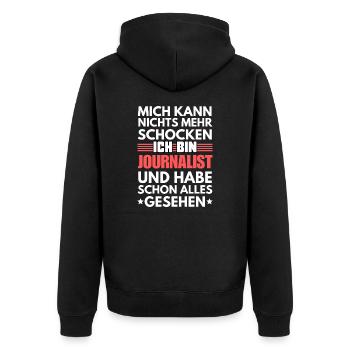 Unshockable journalist - Unisex Premium Organic Zip Hoodie - black - Back - Nico (187cm)