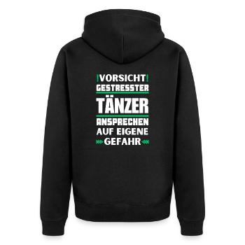Gestresster Tänzer nicht ansprechen! - Unisex Premium Bio Zip Hoodie - Schwarz - Hinten - Nico (187cm)
