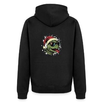 Turtle Christmas Funny - Unisex Premium Organic Zip Hoodie - black - Back - Nico (187cm)