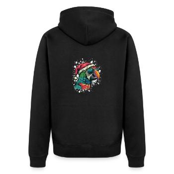 Papagai Weihnachten Lustig - Unisex Premium Bio Zip Hoodie - Schwarz - Hinten - Nico (187cm)