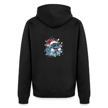 Dolphin Christmas Funny - Unisex Premium Organic Zip Hoodie - black - Back - Nico (187cm)