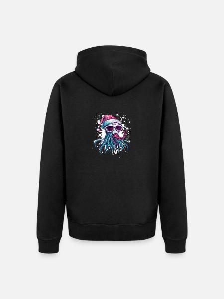 Méduse Noël drôle - Veste à capuche bio Premium Unisexe - noir