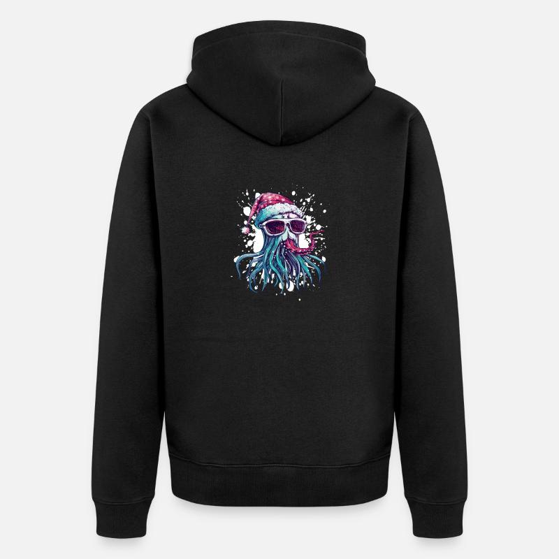 Méduse Noël drôle - Veste à capuche bio Premium Unisexe - noir