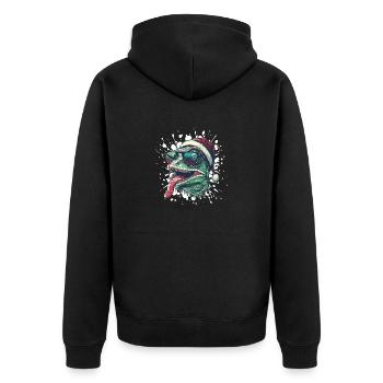 Chameleon Weihnachten Lustig - Unisex Premium Bio Zip Hoodie - Schwarz - Hinten - Nico (187cm)