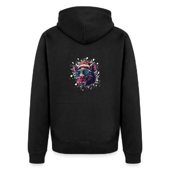 Pig Christmas Funny Wild Boar - Unisex Premium Organic Zip Hoodie - black - Back - Nico (187cm)