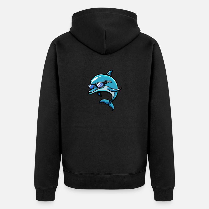 Bande dessinée Dolphin Cool - Veste à capuche bio Premium Unisexe - noir