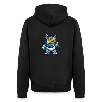 Nashorn Apres Ski Party - Unisex Premium Bio Zip Hoodie - Schwarz - Hinten - Nico (187cm)