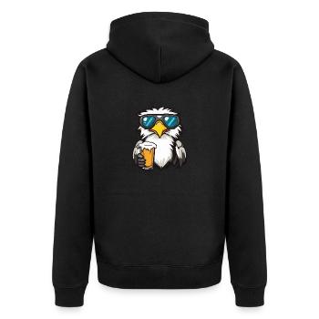 Adler Apres Ski Bier - Unisex Premium Bio Zip Hoodie - Schwarz - Hinten - Nico (187cm)
