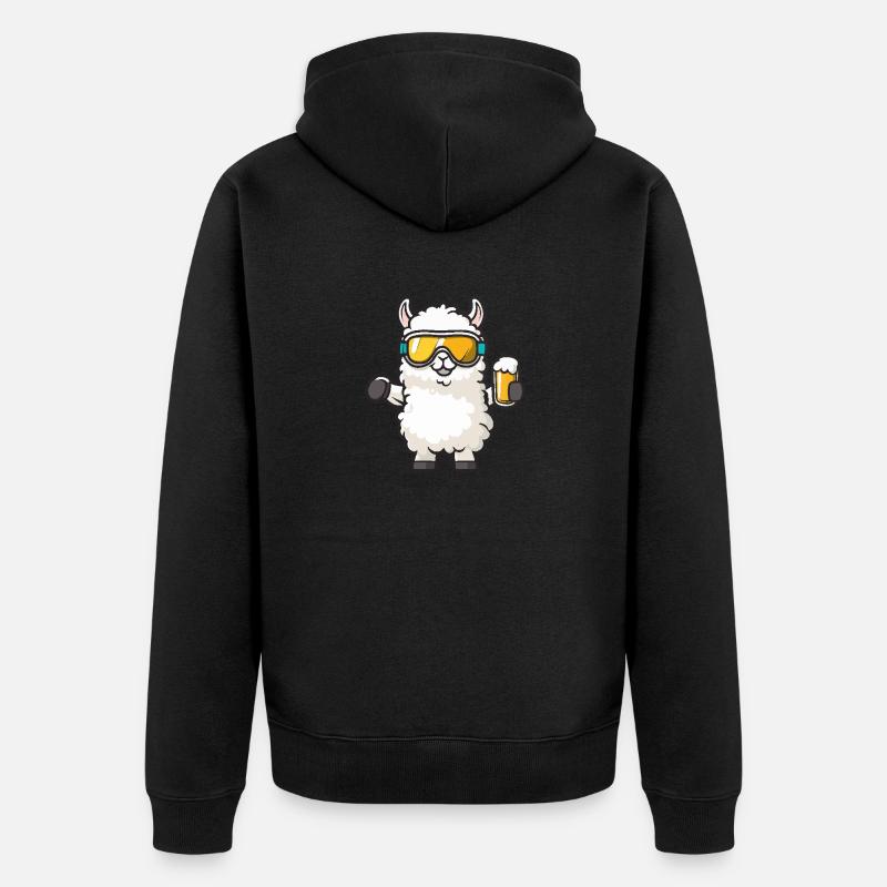 Alpaga Llama Après-Ski Bière - Veste à capuche bio Premium Unisexe - noir