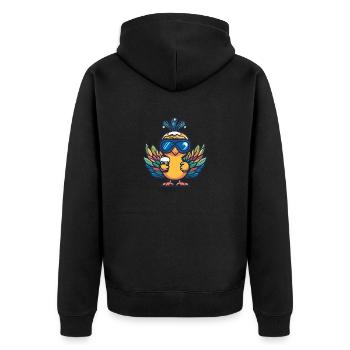 Bière d’après-ski Peacock Bird - Veste à capuche bio Premium Unisexe - noir - Dos - Nico (187cm)