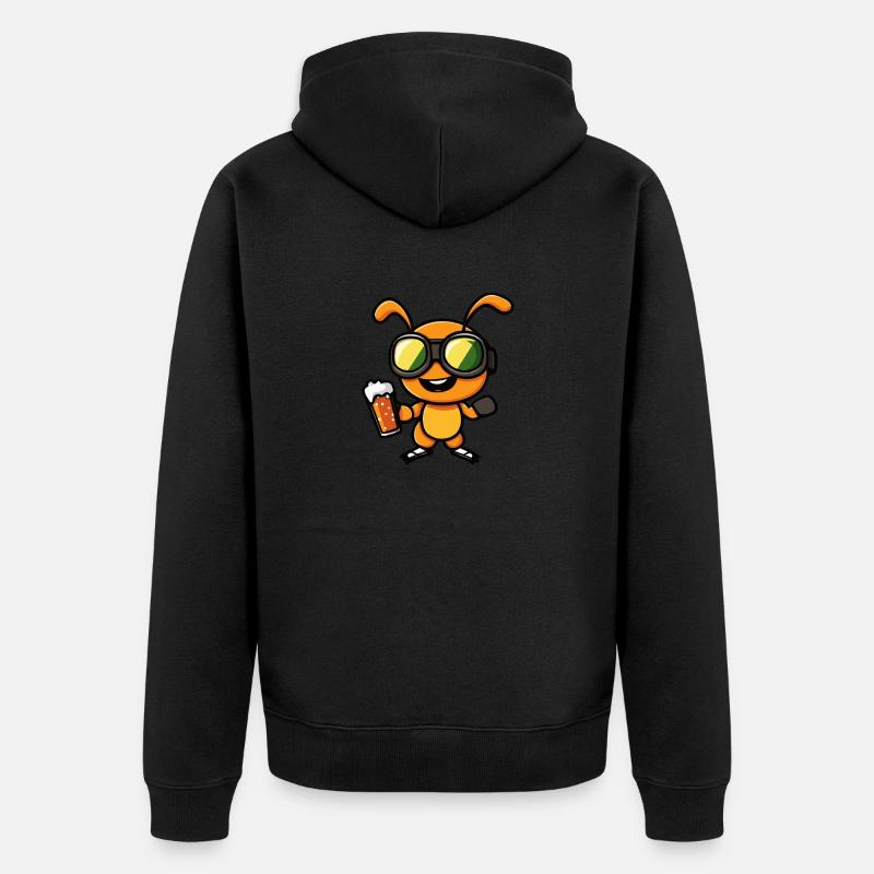 Ameise Apres Ski Bier Comic - Unisex Premium Bio Zip Hoodie - Schwarz