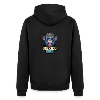 Mexiko 2025 Affe - Unisex Premium Bio Zip Hoodie - Schwarz - Hinten - Nico (187cm)