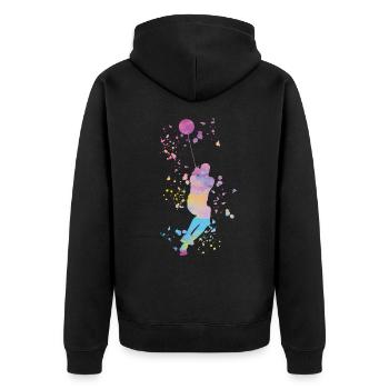 Hammerwerfer Colorsplash Hammerwerfen - Unisex Premium Bio Zip Hoodie - Schwarz - Hinten - Nico (187cm)