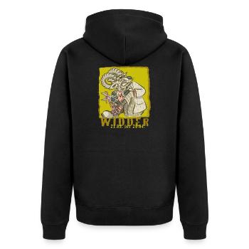 Sternzeichen-Widder - Unisex Premium Bio Zip Hoodie - Schwarz - Hinten - Nico (187cm)