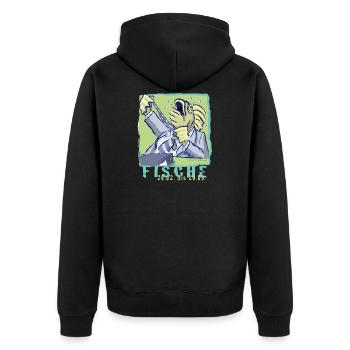 Sternzeichen-Fische - Unisex Premium Bio Zip Hoodie - Schwarz - Hinten - Nico (187cm)