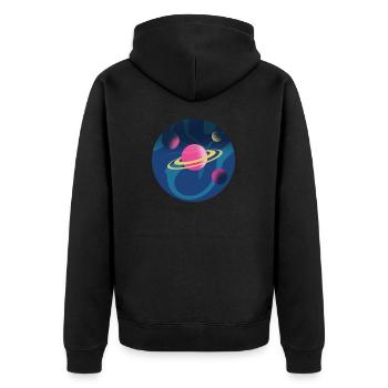 Planeten im Weltraum - Unisex Premium Bio Zip Hoodie - Schwarz - Hinten - Nico (187cm)
