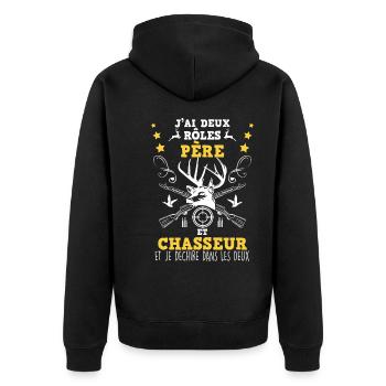 Père Et Chasseur L'Homme Parfait Qui Déchire - Veste à capuche bio Premium Unisexe - noir - Dos - Nico (187cm)
