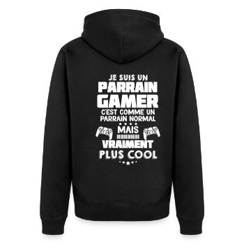 For My Godfather Gamer Super Cool - Unisex Premium Organic Zip Hoodie - black - Back - Nico (187cm)