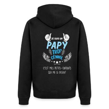 Papy Trop Génial Cadeau Petits-Enfants - Veste à capuche bio Premium Unisexe - noir - Dos - Nico (187cm)