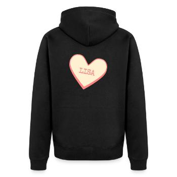 Lisa Nom Prénom Pink Sugar Heart - Veste à capuche bio Premium Unisexe - noir - Dos - Nico (187cm)