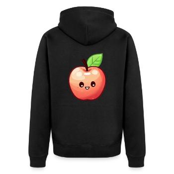 Kawaii Apfel: Fruchtig Süße Versuchung - Unisex Premium Bio Zip Hoodie - Schwarz - Hinten - Nico (187cm)